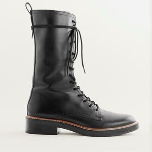 Reformation ADA Black Leather Lace-Up Combat Boots